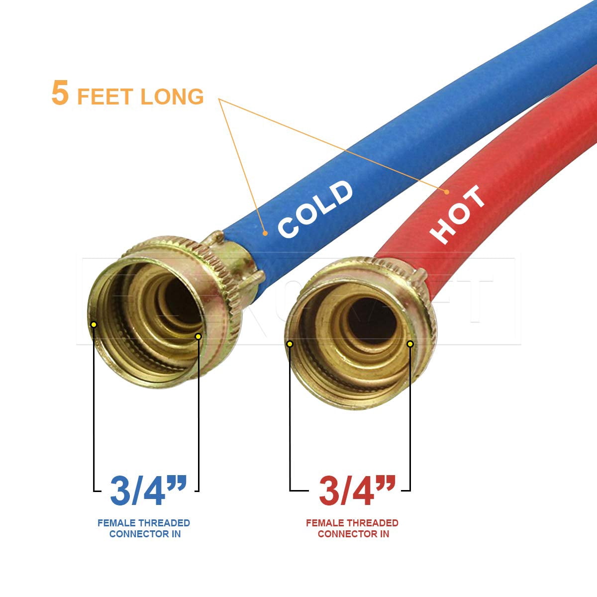 Rubber Washing Machine Hose Connecor, EPDM Rubber Tube Cover, Washing Machine Supply Line, 5 ft (Pack Of 2)