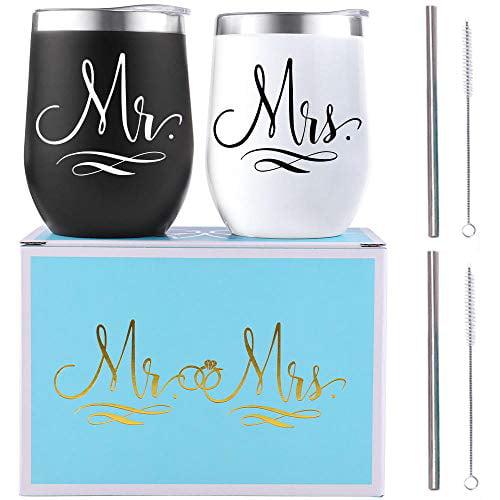 Bride To Be Gift Bride And Groom Tumblers Mr and Mrs Gift Newlywed Gifts Bridal Shower Gifts Bride and Groom Gift Last Name Gift
