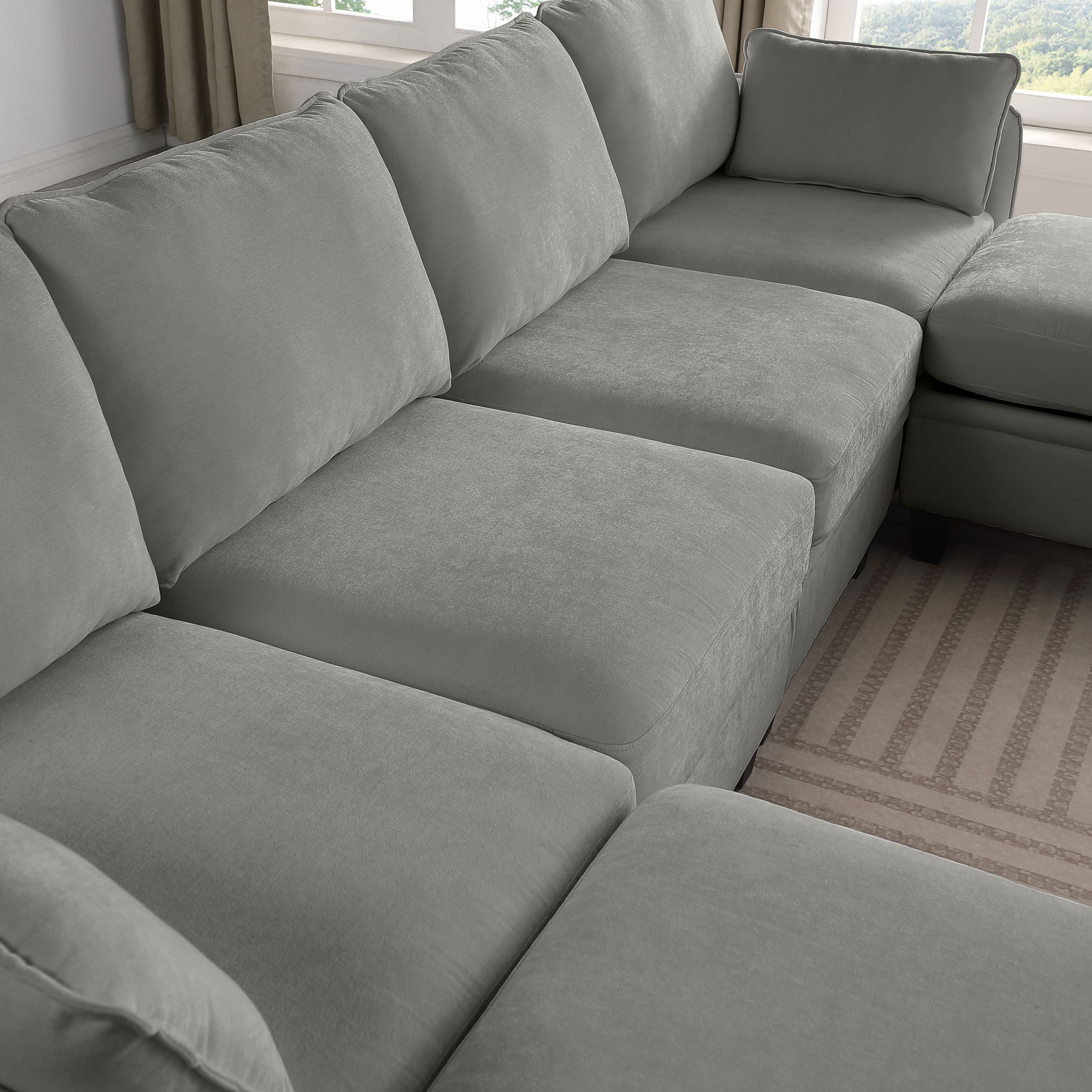 MAYEERTY 109 Inch Oversized Modular Sectional Sofa, Chenille Cloud Couch with Storage Ottomans for Living Room, Large Space