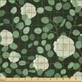 thumbnail image 2 of Ambesonne Eucalyptus Fabric by the Yard Microfiber, Top View Roses Leaves, 10 Yards, Dark Grey Green Champagne, 2 of 2