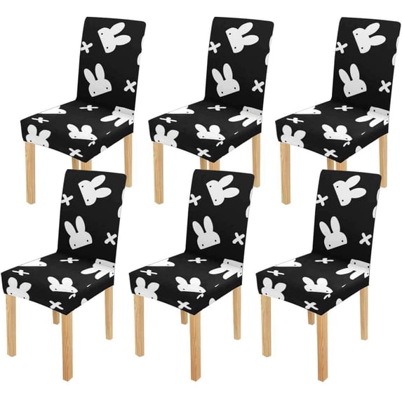 KXMDXA Hidden White Rabbit with Cross Stretch Chair Cover Protector Seat Slipcover for Dining Room Hotel Wedding Party Set of 6