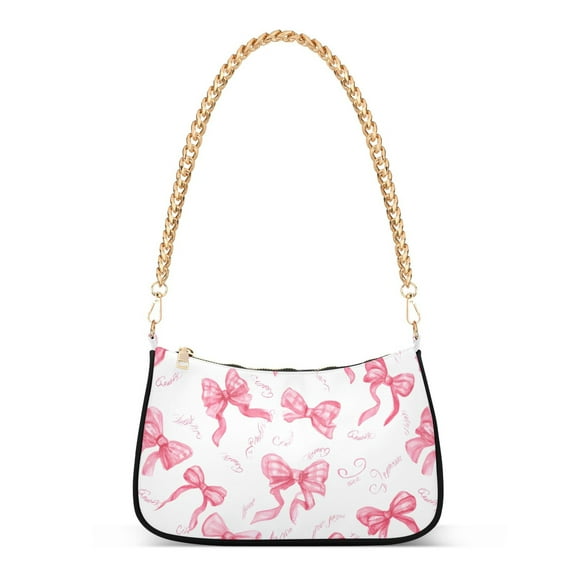 ALAZA Pink Bows Women's Chain Shoulder Bag Hobo Handbag Tote Crossbody Purse