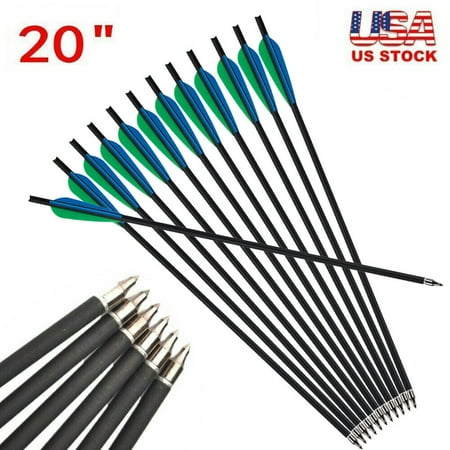 EROCK 12Pcs 20 inch 8.8mm Carbon Crossbow Bolts Arrow Moon Nocks Archery For Hunting