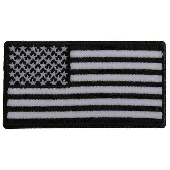 US Flag Patch Black and White 3.5 Inch