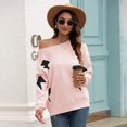 thumbnail image 2 of Herrnalise Women's Knitted Crop Tops Women Star Print Off-Shoulder Round Neck Sweater Pullover Jumper Sweaters, 2 of 9