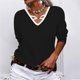 thumbnail image 1 of ICHUANYI Clearance Ladies Fashion Retro Color Long Sleeve V-neck Shirt Woman Casual Loose ICHUANYI "ICHUANYI", 1 of 5