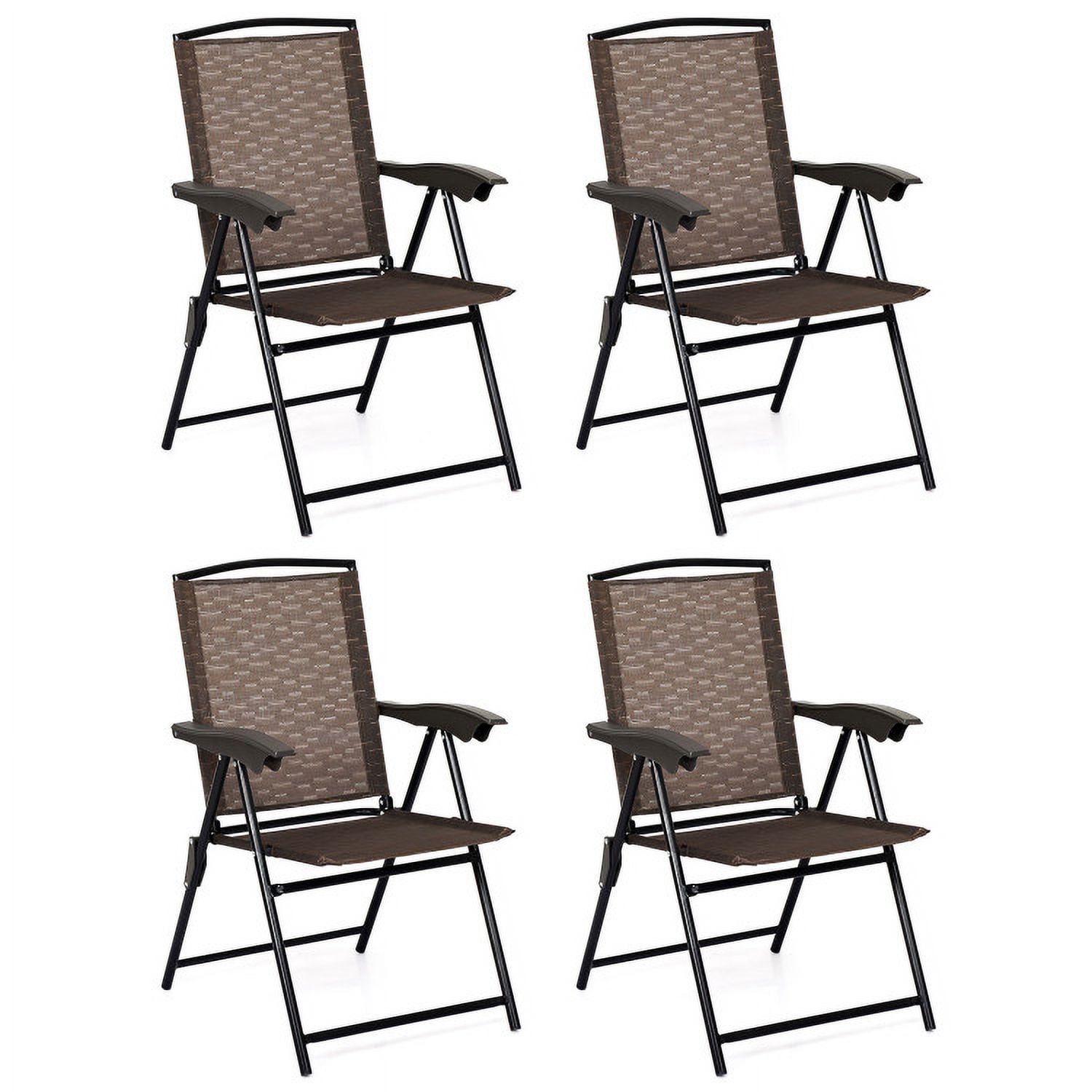 Aimee Lii 4 Pieces Folding Dining Chairs with Steel Armrests and Sling Back, Outdoor Patio Set