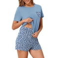 thumbnail image 4 of DremFish Women's Pajamas Sets Short Sleeve Lounge Sets Sleepwear Casual 2 Piece Pjs with Pockets, 4 of 7