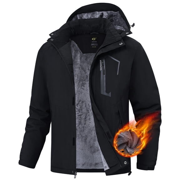 Xidunhg Men's Winter Skiing Jackets Water Resistant Warm Fleece Coats Parka Raincoats Snowboard Jacket with Hood Multi-Pocket Black L