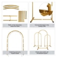 thumbnail image 4 of Sunifier Metal Wedding Arch Backdrop Stand Set of 3 (6ft,6.6ft,7.2ft) with 2 Table Runners, Gold Arch Stand Frame for Birthday Party Wedding Baby Shower Decoration (Gold, 6ft+6.6ft+7.2ft), 4 of 15