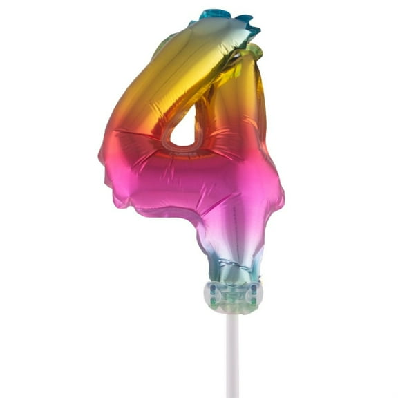 Balloon-Foil-Cake Topper-Number 4-5"-Rainbow