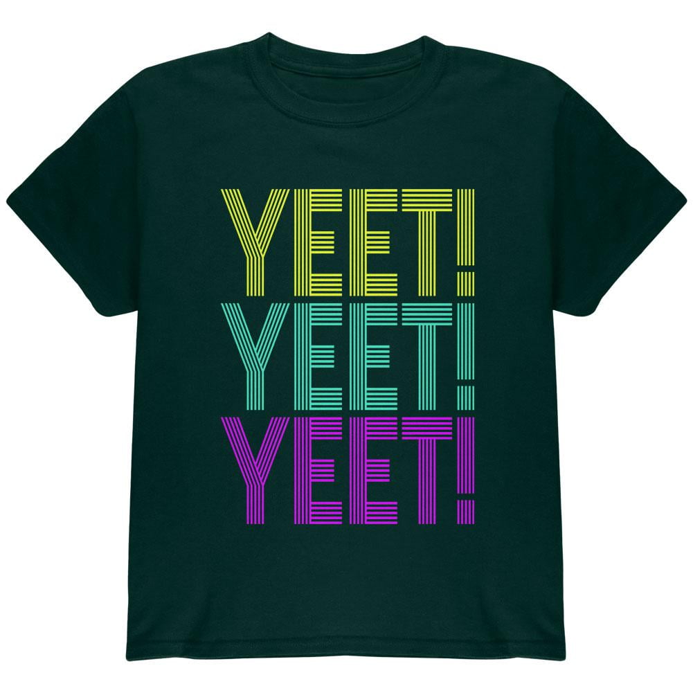 Retro Repeat Yeet 70s 90s Youth T Shirt Forest Green YXL - Walmart.com