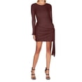 thumbnail image 1 of cfhntfmh Robes à Manches Longues pour Femmes Robe Mini Élégante Col Rond Automne Extensible Côté Cordon de Serrage Robe T-Shirts Moulante, 1 of 5