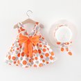 thumbnail image 2 of FRSASU Toddler Kids Girl Sleeveless Strap Dot Print Bow Princess Dresses Hat, 2 of 5