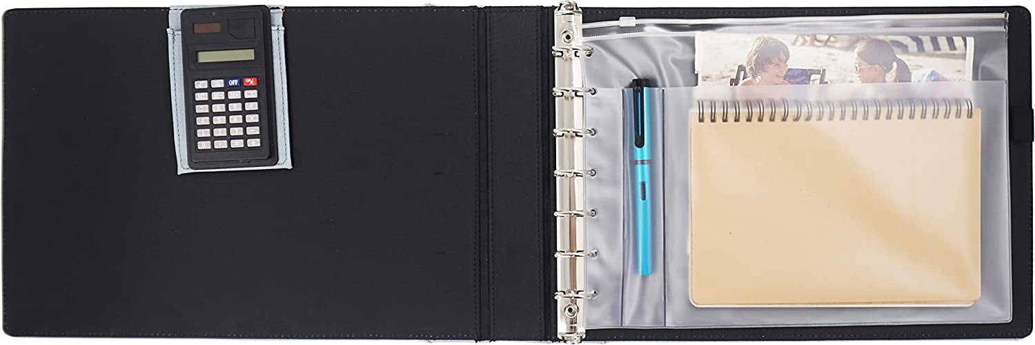 officeWerks Check Binder Executive 9" x 13" 7-Ring Binder with Pen & Calculator, Blue, 200 Count