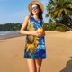 thumbnail image 3 of Easygdp Whimsical Sunflowers Night Sky para Vestido Transpirable de Mujer, Vestido Suelto de Manga Corta con Pliegues y Bolsillos para el Verano, 3 of 7