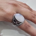 thumbnail image 4 of Rainbow Moonstone Mens Ring, Natural Blue Fire Rainbow Moonstone, Silver Jewelry, 925 Silver Ring, Birthday Gift, Heavy Mens Ring, Arabic Design, Ottoman Style Ring, Christmas, Turkey Mens Signet Ring, 4 of 6