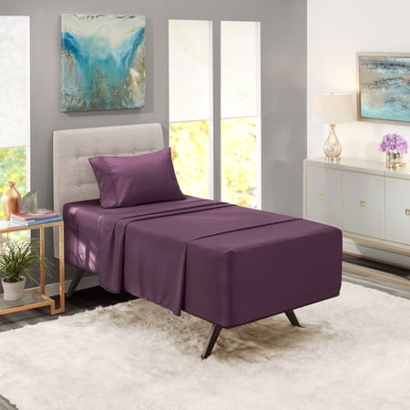 Nestl Extra Deep Pocket Sheet Set Purple Eggplant Twin