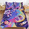 thumbnail image 6 of 3 Pcs Soft Bedding Set, Includes 1 Duvet Cover with Zipper And 2 Pillow,Shams Cartoon Space Astronaut Full(79"×90"), 6 of 8