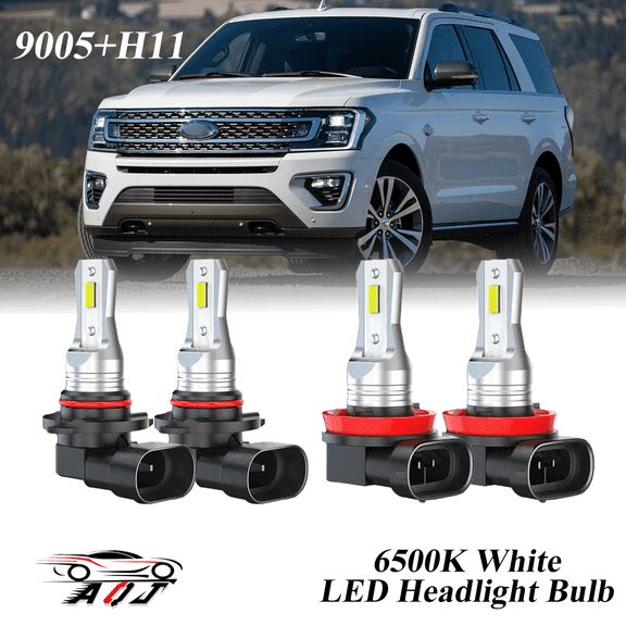 Compatible with Ford Expedition 2015-2021 LED Headlight Bulbs KIT High Low Beam Combo (Pack of 4) , 6500K White 10,000LM Super Bright, Plug and Play
