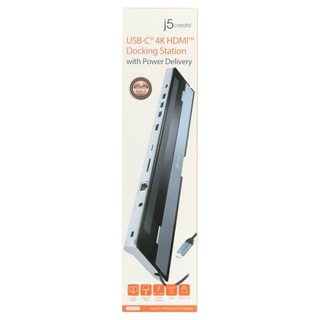 j5create - USB-C 4K HDMI Docking Station with Power Delivery - Grey/ Black