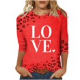 thumbnail image 3 of Jsaierl Women's Valentine's Day Shirts Plus Size Love Heart Graphic Tees Casual 3/4 Sleeve Blouse Crewneck Going Out T-shirt Tops Spring Clothes for Women, 3 of 6