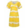 thumbnail image 2 of Innerwin Tunique Robes Manches Courtes Femmes Midi Robe Plage Cravate Teinture Robe de Soleil en Vrac Jaune M, 2 of 7