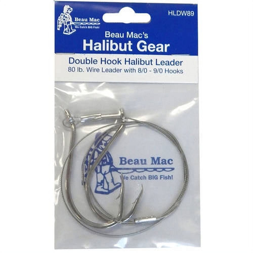 Terminali Per Halibut Beau Mac's – Leader Con Amo Hoochie 9/0 E 10/0, 80 Lb, Colore Glo
