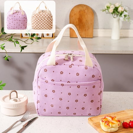 Corduroy Lunch Bag Insulated Lunch Tote Handheld Cute Bento Lunch Box for Women Men Waterproof Portable Office Work by PALIFEUR