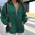 thumbnail image 4 of Oversized Half Zip Sweatshirts for Women Plus Size Lapel Long Sleeve Zipper Pullover Winter Fleece Solid Loose Fit Lounge Outwear Tunic Tops, 4 of 4