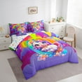 thumbnail image 3 of Manfei Cartoon Unicorn 7 Pieces Bedding Comforter Set,Kawaii Initial Full Bedding Set Lightweight,Rainbow Stars Fitted Sheet Flat Sheet,Microfiber Cute Room Decor,Reversible, 3 of 7