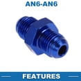 thumbnail image 5 of Unique Bargains Male Flare Reducer Hose Fitting Adapter AN6-AN6 Fuel Line Connector Aluminum Blue, 5 of 6