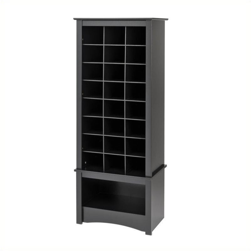 Bowery Hill Tall 24 Cubby Shoe Cabinet In Black Walmart Com