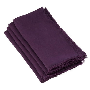 Graciella Fringed Stone Washed Linen Napkins, 20-inch Square, Set of 4