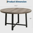 thumbnail image 2 of 47" Round Industrial  Dining Table, Dinner Table for 4 to 6,  with Sturdy Metal Frame & Rustic Brown Finish,  for Dining Room, Kitchen （No Chairs）, 2 of 7