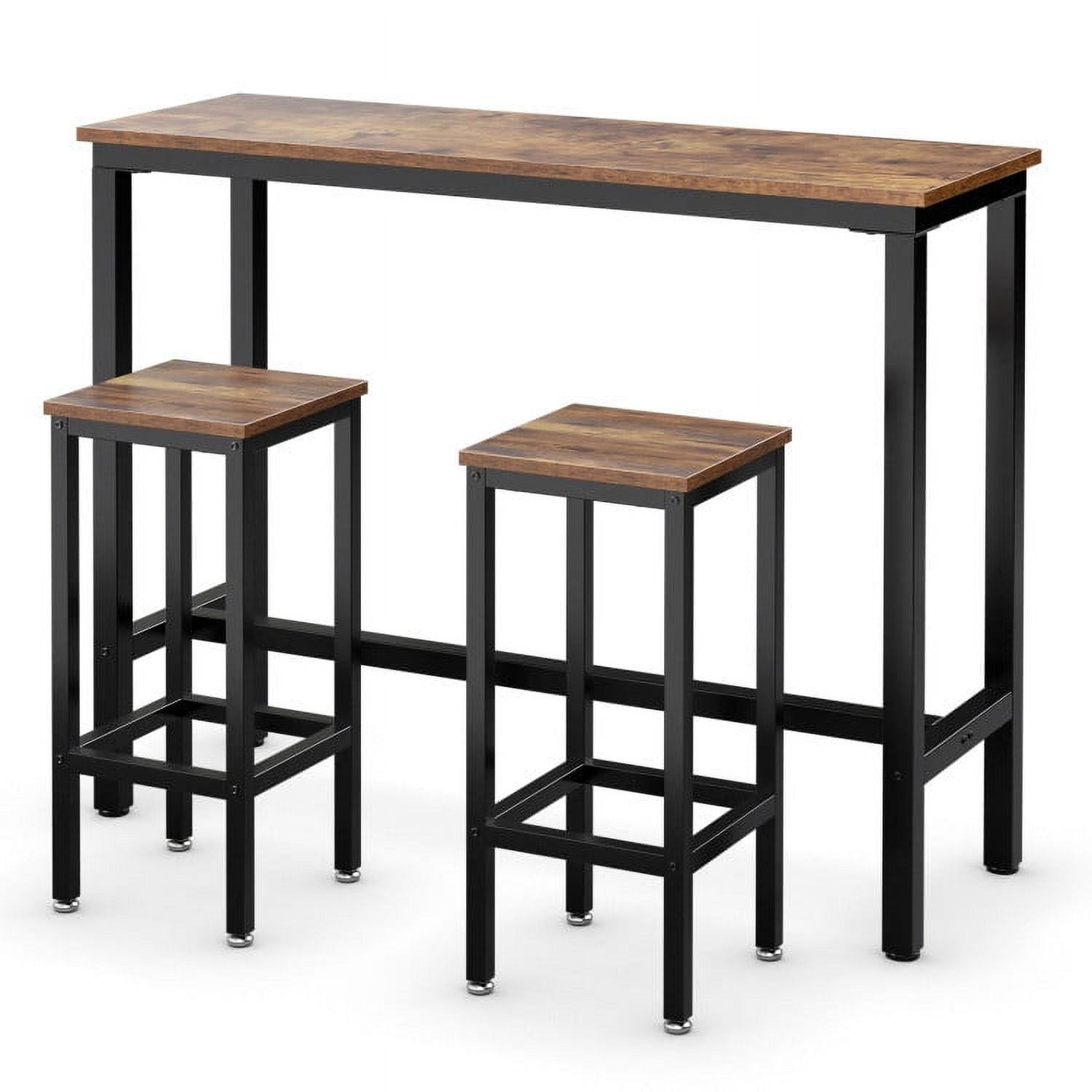 Finihen Dining Set, Dining Table Set, 3 Pieces Counter Height Bar Furniture Set with Backless Stools, for Home, Restaurant, Brown Finihen Dining Set, Dining Table Set, 3 Pieces Counter Height Bar Furniture Set with Backless Stools, for Home, Restaurant, Brown