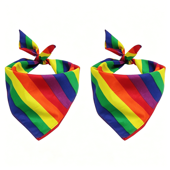 GASTROPOD 2 Pack Gay Pride Rainbow Bandanas Cotton Handkerchiefs Party Supply Pet Bandana