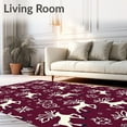 thumbnail image 2 of ODIKA 2'x3' Machine Washable Non-Slip Area Rug, Charming Festive Reindeer and Snowflake Interlocking Nordic Trio High Traffic Rug, Purple, 621801, 2 of 7