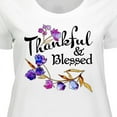 thumbnail image 4 of Inktastic Thankful and Blessed Inspirational Saying with Flowers Women's Plus Size T-Shirt, 4 of 5