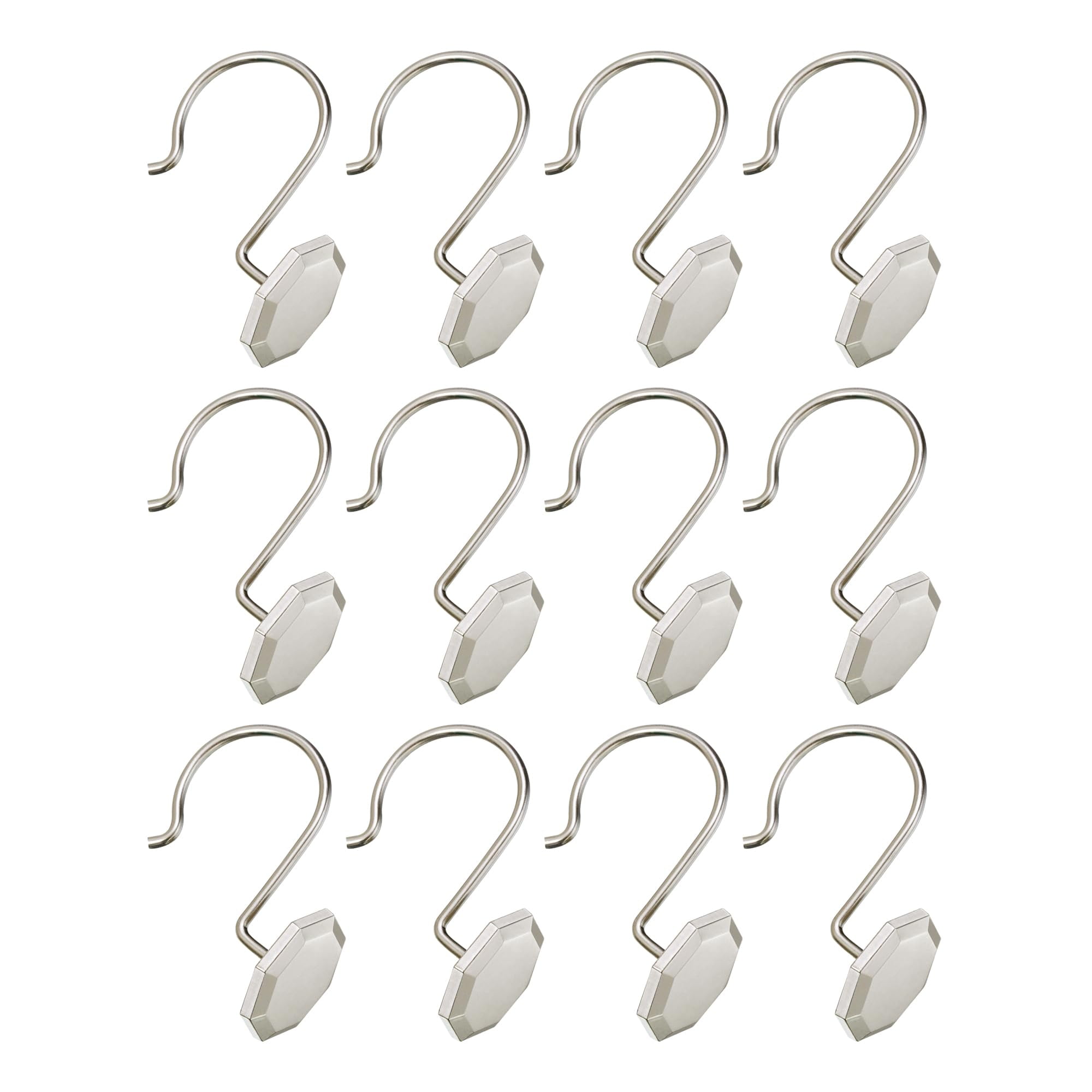 Utopia Alley Shower Rings, Shower Curtain Rings for Bathroom, Rustproof Zinc Shower Curtain Hooks Rings, Set of 12, Brushed Nickel