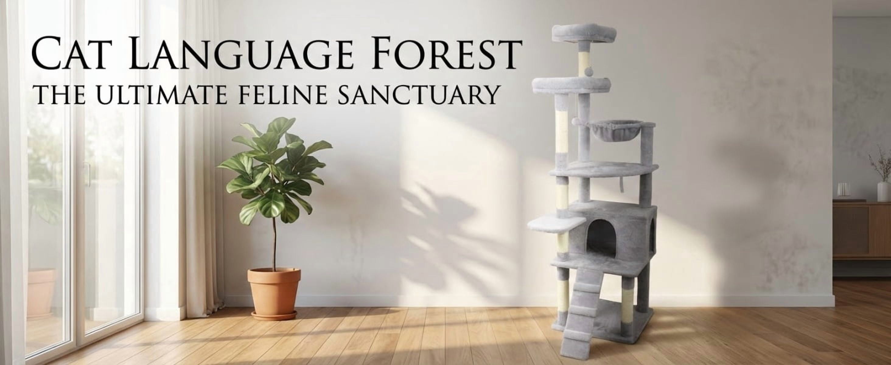 71in Tall Multi-Level Cat Tree with Hammocks, 2 Top platform, Cat Cave, Scratching Posts, Plush Cat Tower for Indoor Cats, Perfect for Multiple Cats