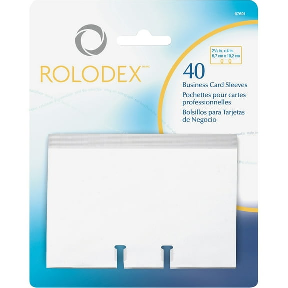 Rolodex, ROL67691, Business Card File Refill Sleeves, 40 Pack, Clear