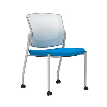 UPC: 0718103307567 | Union & Scale Workplace2.0 Fabric Guest Chair Cobalt Integrated Lumbar Armless Stationary Seat