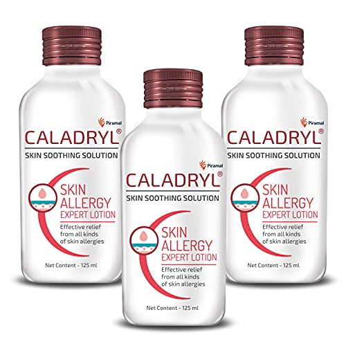 Caladryl Skin Allergy Expert Lotion For Relief From Skin Rashes, Sunburn, Prickly Heat, Insect Bites - Pack Of 3 (3 X 125 Ml), White