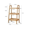 thumbnail image 2 of Ladder Bookshelf, Solid Oak Wood Standing Shelf 3-Tiers Ladder Bookshelf with Open Storage Floor Bookcase, Side Table for Bathroom, Living Room, Bedroom, Hallway, Patio, Kitchen, Natural, 2 of 7