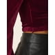 thumbnail image 5 of Top recortados con junta tórica para mujer Blusa de terciopelo de manga larga con cuello en forma de corazón Vino rojo S, 5 of 5