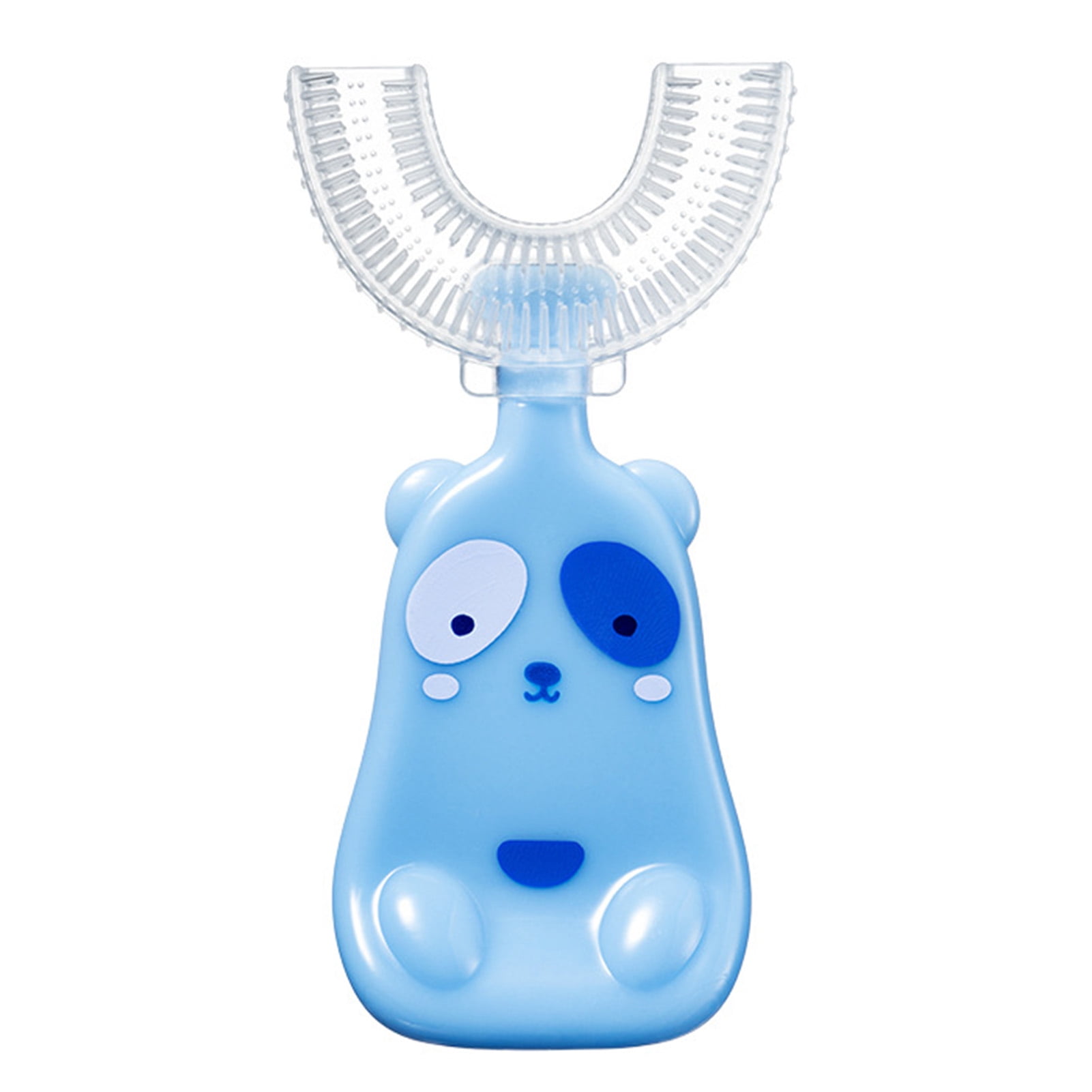 Opolski Safe Easier to Use Children Toothbrush High Temperature Resistant Silicone Bristles 360 Degree Oral Cleaning U Shaped Baby Toothbrush for Bathroom
