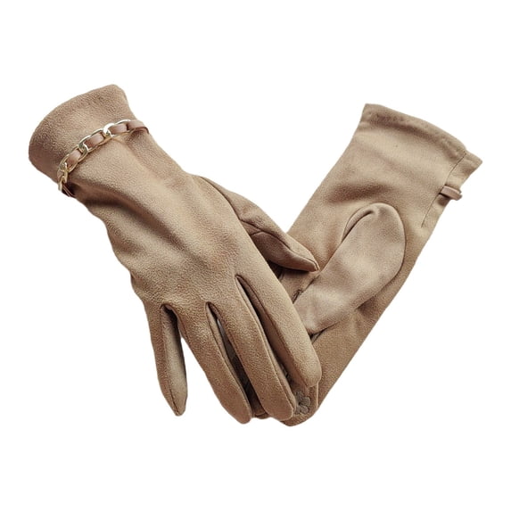 LIZUOJUN Under $3 Winter Gloves Driving Gloves Suede Gloves Women Windproof Warm Soft Stretchy Comfortable Cycling Cold Weather Essential Khaki,One Size