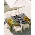 thumbnail image 3 of 54x80 Inch Outdoor Tablecloth with Umbrella Hole Zipper Rectangle Farmhouse Rectangular Tablecloths Outside Waterproof Vintage Sunflowers Animals Printed Wood Grain Patio Table Cover for Picnic Party, 3 of 8