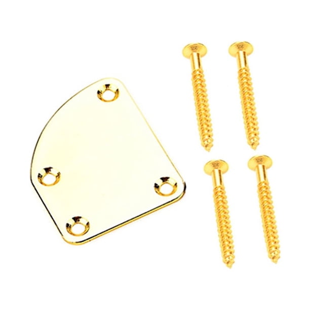 Naiovety Placa de cuello de guitarra eléctrica de 4 agujeros, instrumento de cuerda de montaje, placa de reparación, accesorio de Accesorios para instrumentos musicales Oro